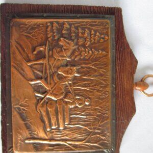 Vintage Fait Au A Nadeau Copper :Plaque/Horses & Logger-#16